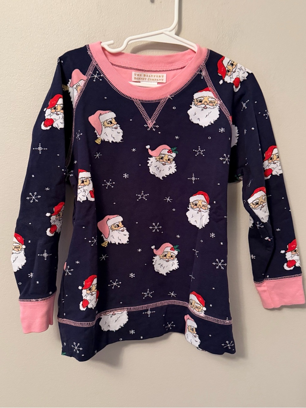 The Beaufort Bonnet Company Girls' Navy & Pink Santa Crewneck